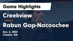 Creekview  vs Rabun Gap-Nacoochee  Game Highlights - Jan. 6, 2024