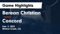 Berean Christian  vs Concord  Game Highlights - Feb. 9, 2023