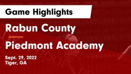 Rabun County  vs Piedmont Academy  Game Highlights - Sept. 29, 2022