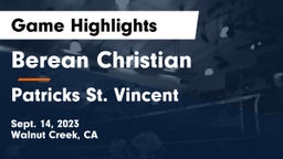Berean Christian  vs Patricks St. Vincent  Game Highlights - Sept. 14, 2023