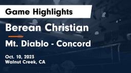 Berean Christian  vs Mt. Diablo - Concord  Game Highlights - Oct. 10, 2023