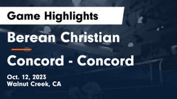 Berean Christian  vs Concord  - Concord  Game Highlights - Oct. 12, 2023