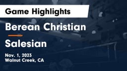 Berean Christian  vs Salesian  Game Highlights - Nov. 1, 2023