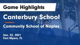 Canterbury School vs Community School of Naples Game Highlights - Jan. 22, 2021