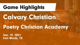 Calvary Christian  vs Poetry Christian Academy Game Highlights - Jan. 19, 2021