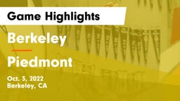 Berkeley  vs Piedmont  Game Highlights - Oct. 3, 2022
