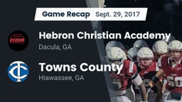 Recap: Hebron Christian Academy  vs. Towns County  2017