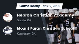 Recap: Hebron Christian Academy  vs. Mount Paran Christian School 2018