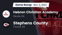 Recap: Hebron Christian Academy  vs. Stephens County  2022