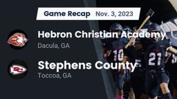 Recap: Hebron Christian Academy  vs. Stephens County  2023