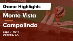 Monte Vista  vs Campolindo  Game Highlights - Sept. 7, 2019