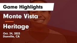 Monte Vista  vs Heritage  Game Highlights - Oct. 24, 2023
