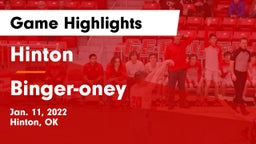Hinton  vs Binger-oney Game Highlights - Jan. 11, 2022
