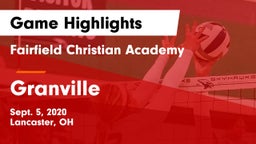 Fairfield Christian Academy  vs Granville Game Highlights - Sept. 5, 2020