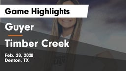 Guyer  vs Timber Creek  Game Highlights - Feb. 28, 2020