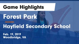 Forest Park  vs Hayfield Secondary School Game Highlights - Feb. 19, 2019