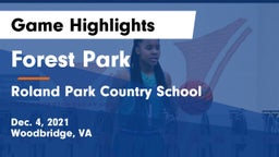 Forest Park  vs Roland Park Country School Game Highlights - Dec. 4, 2021