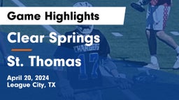 Clear Springs  vs St. Thomas  Game Highlights - April 20, 2024