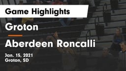 Groton  vs Aberdeen Roncalli  Game Highlights - Jan. 15, 2021