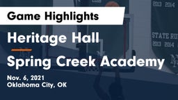 Heritage Hall  vs Spring Creek Academy Game Highlights - Nov. 6, 2021