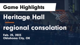 Heritage Hall  vs regional consolation Game Highlights - Feb. 25, 2023