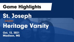 St. Joseph vs Heritage Varsity Game Highlights - Oct. 13, 2021