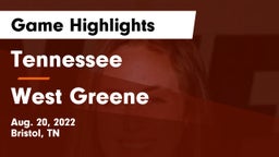 Tennessee  vs West Greene  Game Highlights - Aug. 20, 2022