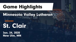 Minnesota Valley Lutheran  vs St. Clair  Game Highlights - Jan. 24, 2020