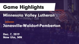 Minnesota Valley Lutheran  vs Janesville-Waldorf-Pemberton  Game Highlights - Dec. 7, 2019