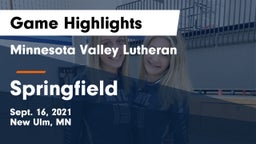 Minnesota Valley Lutheran  vs Springfield  Game Highlights - Sept. 16, 2021