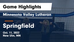 Minnesota Valley Lutheran  vs Springfield  Game Highlights - Oct. 11, 2022