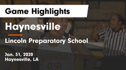 Haynesville  vs Lincoln Preparatory School Game Highlights - Jan. 31, 2020