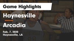 Haynesville  vs Arcadia  Game Highlights - Feb. 7, 2020