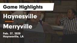 Haynesville  vs Merryville  Game Highlights - Feb. 27, 2020