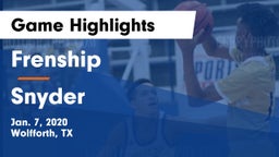 Frenship  vs Snyder  Game Highlights - Jan. 7, 2020