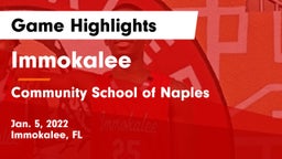 Immokalee  vs Community School of Naples Game Highlights - Jan. 5, 2022