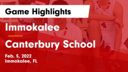 Immokalee  vs Canterbury School Game Highlights - Feb. 5, 2022