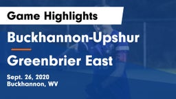 Buckhannon-Upshur  vs Greenbrier East  Game Highlights - Sept. 26, 2020