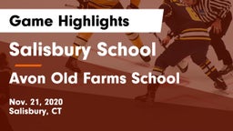 Salisbury School  vs Avon Old Farms School Game Highlights - Nov. 21, 2020