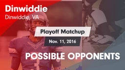 Matchup: Dinwiddie High vs. POSSIBLE OPPONENTS 2016