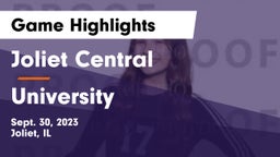 Joliet Central  vs University Game Highlights - Sept. 30, 2023