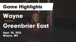 Wayne  vs Greenbrier East  Game Highlights - Sept. 30, 2023