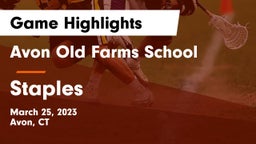 Avon Old Farms School vs Staples  Game Highlights - March 25, 2023