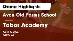 Avon Old Farms School vs Tabor Academy  Game Highlights - April 1, 2023