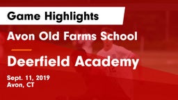 Avon Old Farms School vs Deerfield Academy  Game Highlights - Sept. 11, 2019