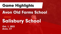 Avon Old Farms School vs Salisbury School Game Highlights - Oct. 1, 2022