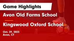 Avon Old Farms School vs Kingswood Oxford School Game Highlights - Oct. 29, 2023
