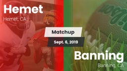 Matchup: Hemet  vs. Banning  2019