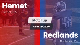 Matchup: Hemet  vs. Redlands  2019