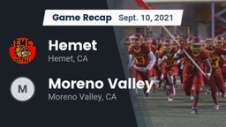 Recap: Hemet  vs. Moreno Valley  2021